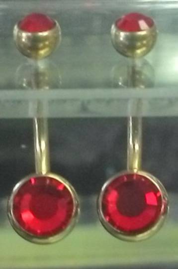 14g Zircon with Red Jewels Banana Bar 8mm length